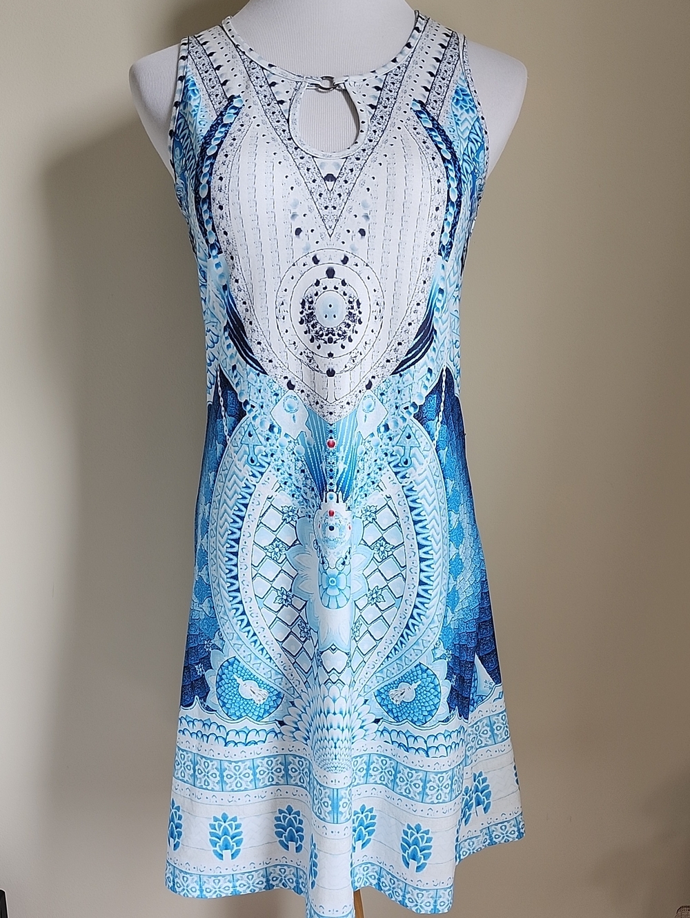 Blue and White Tank Style Midi Dress